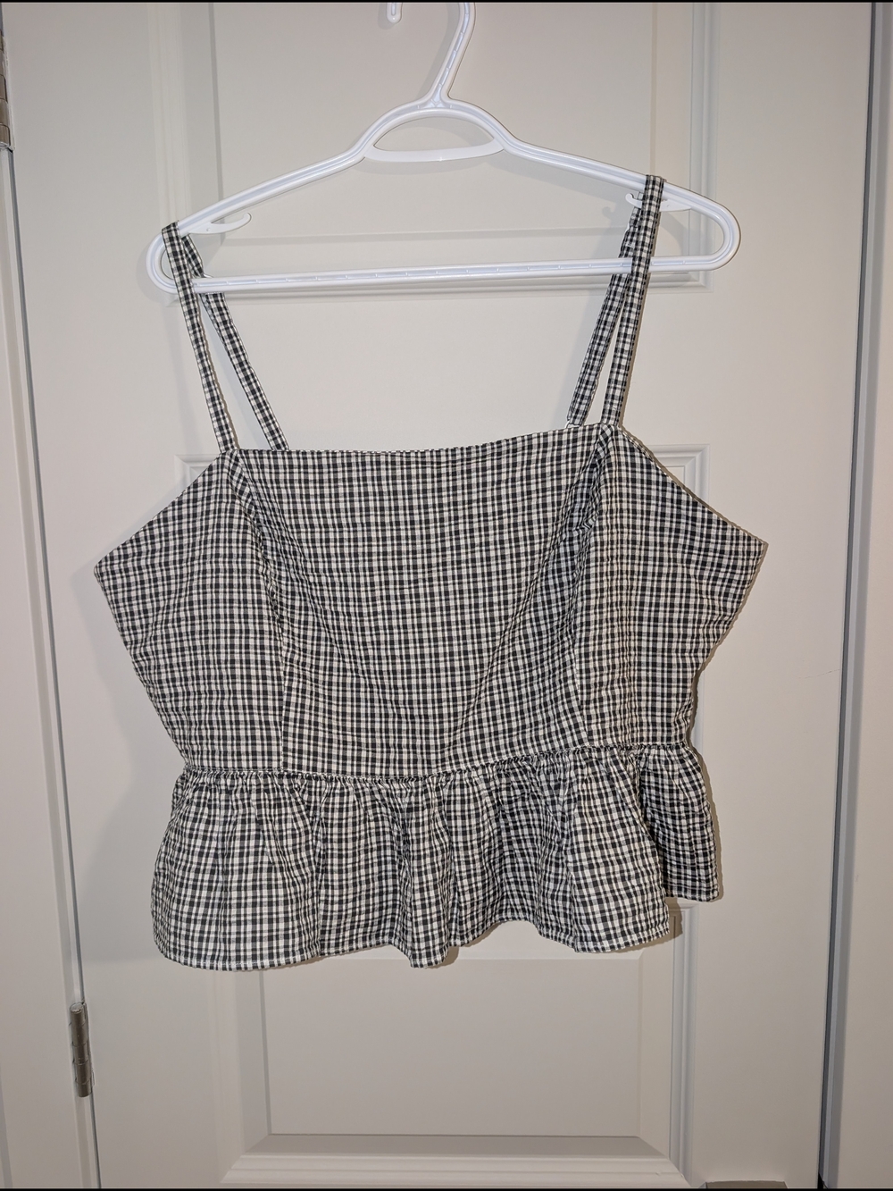 NWT Aerie Black and White Gingham Peplum Cami
